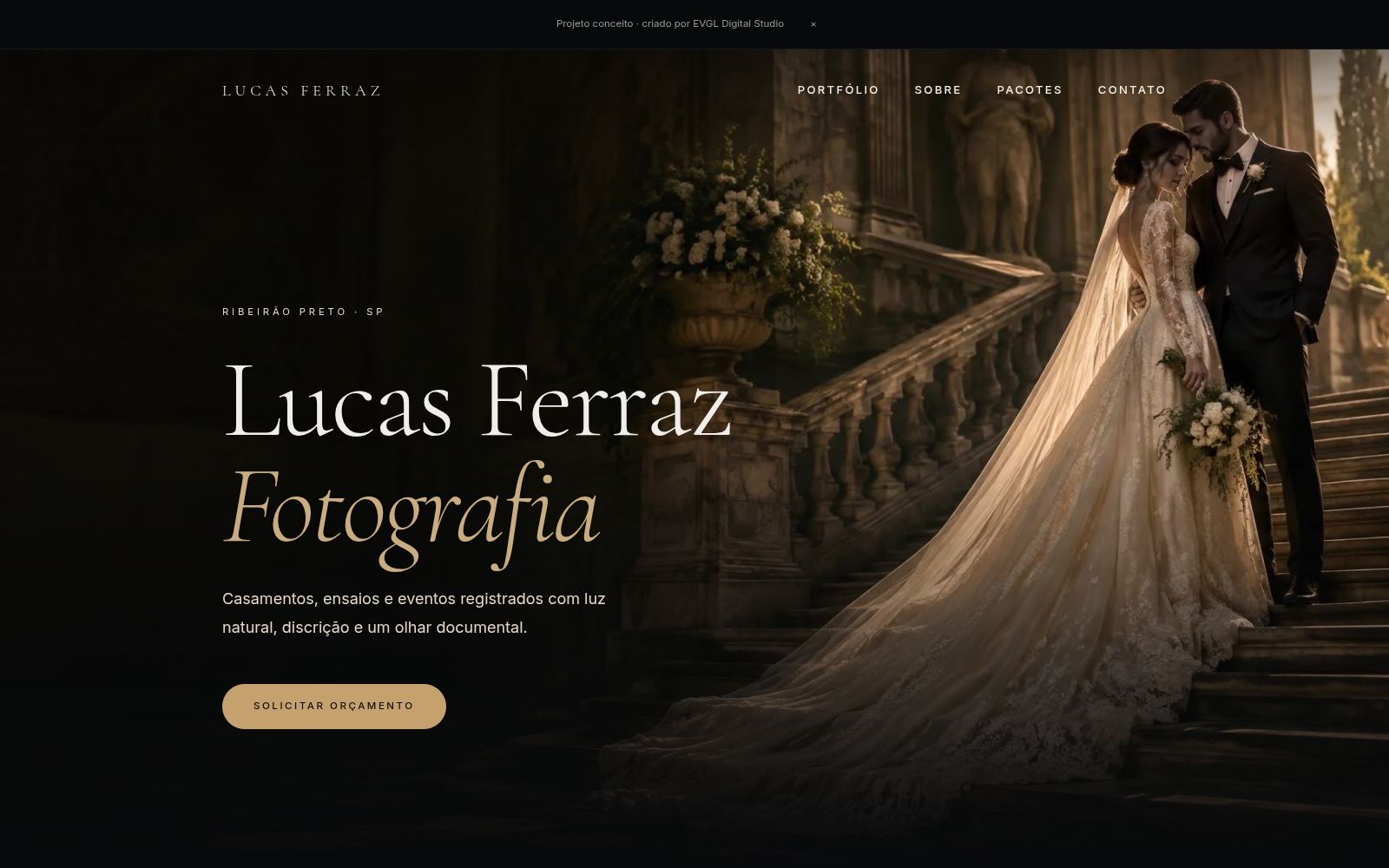 Página inicial do site Lucas Ferraz Fotografia