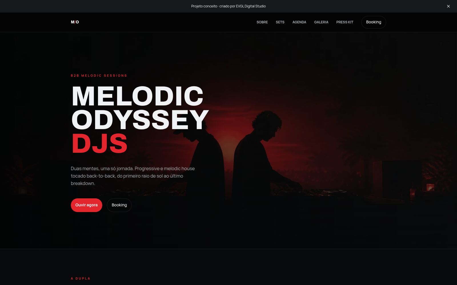 Página inicial do site Melodic Odyssey DJs